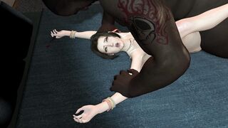 Busty and curvy Aerith from Final Fantasy deepthroat and fucked by Barret's black monster cock. - 10 image