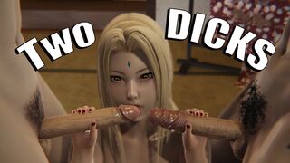 3D Hentai Two DICKS Tsunade sucks - 1 image