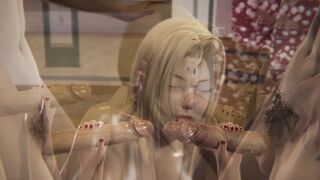 3D Hentai Two DICKS Tsunade sucks - 2 image