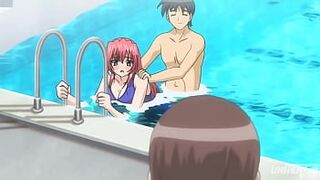 Hentai - Step Sister and Step Brother Almost Caught Fucking in the Pool - 1 image