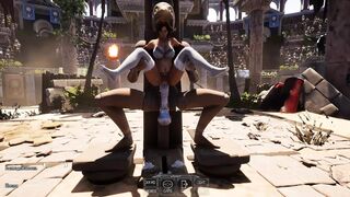 A statue is fucking Lara Croft while 1,000 viewers are watching. - 1 image