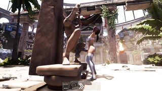 A statue is fucking Lara Croft while 1,000 viewers are watching.