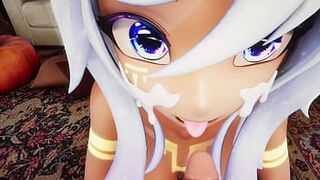 Hentai Vtuber Elfie Love gives you blow job & lets you cum on her face POV (3D / VRCHAT / MMD) - 1 image