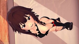 Hot Megumin wants to have sex wearing a tight bikini (3D hentai) (adult version) - 1 image