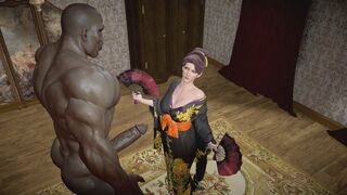 Madam M the hot mature milf from the Final Fantasy get fucked missionary and creampied by a black monster cock - 1 image