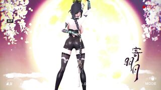 Aether Gazer Ying Zhao Hentai Undress Dance Big Boobs Bouncing MMD 3D Yellow Hand Fan (CLIP) - 2 image