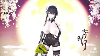 Aether Gazer Ying Zhao Hentai Undress Dance Big Boobs Bouncing MMD 3D Yellow Hand Fan (CLIP) - 3 image