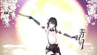 Aether Gazer Ying Zhao Hentai Undress Dance Big Boobs Bouncing MMD 3D Yellow Hand Fan (CLIP) - 5 image