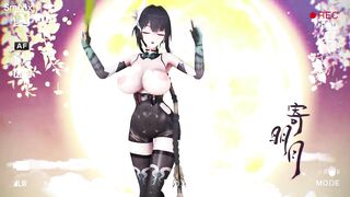 Aether Gazer Ying Zhao Hentai Undress Dance Big Boobs Bouncing MMD 3D Yellow Hand Fan (CLIP) - 6 image