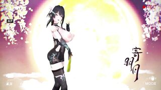 Aether Gazer Ying Zhao Hentai Undress Dance Big Boobs Bouncing MMD 3D Yellow Hand Fan (CLIP) - 9 image
