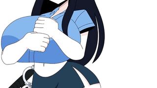 Huge Breasts Sticking Out of the Suit in Public! Halloween Cartoon Sex - 2 image
