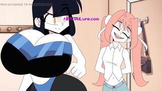 Huge Breasts Sticking Out of the Suit in Public! Halloween Cartoon Sex - 7 image