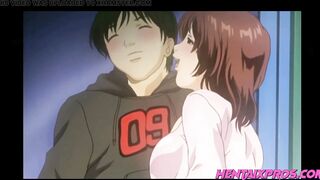 Horny milf jerks off step son, licks the cum off his nose - 6 image