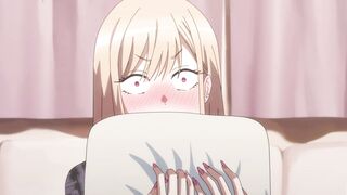 Dork asian teen getting a surprise blowjob from horny girlfriend