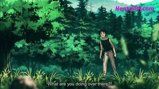 Sweetly Moaning and Squirting while Bouncing on Big Dick in the wood - HENTAI Uncensored - 1 image