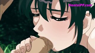 Sweetly Moaning and Squirting while Bouncing on Big Dick in the wood - HENTAI Uncensored - 5 image