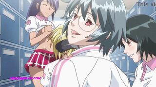 The Cheerleaders - Rough Locker Room Threesome - Exclusive Hot Hentai - 4 image