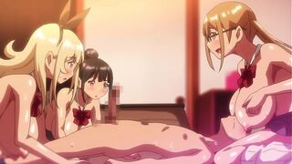 Students have an orgy on their first time - Masturbating with hentai BOKU NI KAREM 2