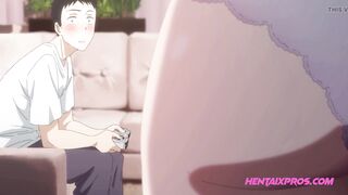 Virgin Gamer gets his cock sucked for the first time by bored horny blonde step sis - Uncensored Hentai - 5 image