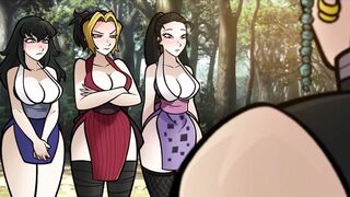 Lord TENGEN Tries out Some SEX Positions on His Wives - Cartoon Sex Parody - SUB - 10 image