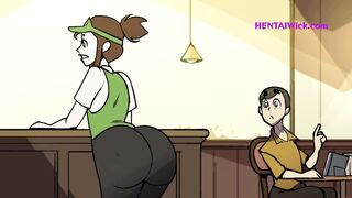 Chubby Barista MILF with Giant Lactating Boobs - 3D Cartoon Parody HQ - 3 image