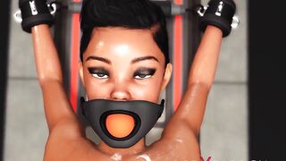 Doctor midget fucks hard a sexy cuffed ball gagged brunette in the lab - 3 image