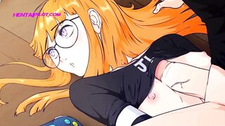 The Redhead is Passionately Playing Videogames and Doesn't Notice the Boner Between her Legs - 3 image