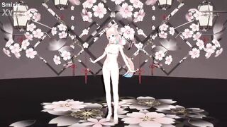 Genshin Impact Kokomi Hentai Undress Dance Catgirl MMD 3D Blue Eyes (CLIP) - 2 image