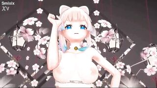 Genshin Impact Kokomi Hentai Undress Dance Catgirl MMD 3D Blue Eyes (CLIP) - 4 image