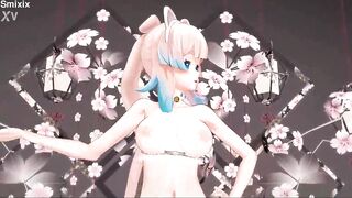 Genshin Impact Kokomi Hentai Undress Dance Catgirl MMD 3D Blue Eyes (CLIP) - 5 image