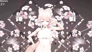 Genshin Impact Kokomi Hentai Undress Dance Catgirl MMD 3D Blue Eyes (CLIP) - 6 image