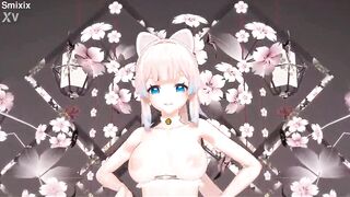 Genshin Impact Kokomi Hentai Undress Dance Catgirl MMD 3D Blue Eyes (CLIP) - 7 image