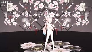 Genshin Impact Kokomi Hentai Undress Dance Catgirl MMD 3D Blue Eyes (CLIP) - 8 image