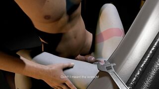 Rebecca Gets a Surprise Dick While Repairing a Car - Cyberpunk Edgerunners - 1 image