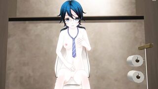 Student Cums in the Toilet with Ahegao - 1 image