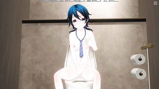 Student Cums in the Toilet with Ahegao - 2 image