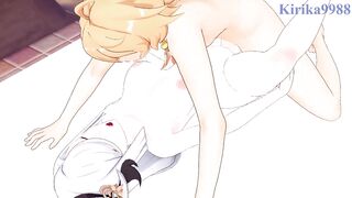 Shenhe and Yelan and Aether intense sex. - Genshin Impact Hentai - 6 image