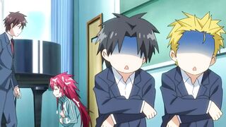 Cute redhead anime girl blows two guys and swallows semen - 10 image