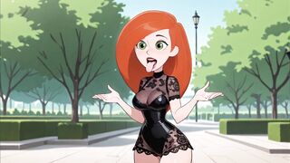 Redhead cartoon girl in sexy lingerie tries on a black harem in 3D hentai game - 10 image