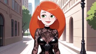 Redhead cartoon girl in sexy lingerie tries on a black harem in 3D hentai game - 3 image