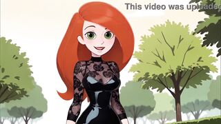 Redhead cartoon girl in sexy lingerie tries on a black harem in 3D hentai game - 5 image