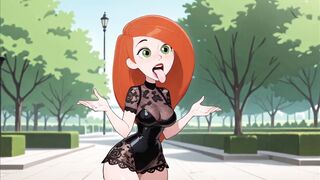 Redhead cartoon girl in sexy lingerie tries on a black harem in 3D hentai game - 7 image