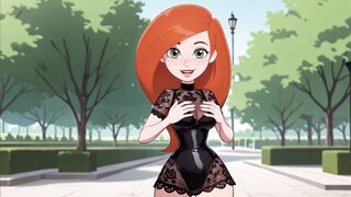 Redhead cartoon girl in sexy lingerie tries on a black harem in 3D hentai game - 9 image
