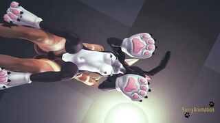 Fox fucks cat with a creampie in anime furry hentai - Japanese 3D cosplay - 2 image