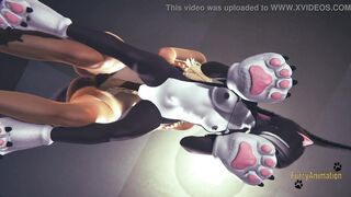 Fox fucks cat with a creampie in anime furry hentai - Japanese 3D cosplay - 6 image