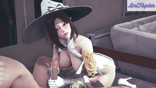 Get ready to be blown and dominated by Girl Wizard's massive tits in a 3D Hentai game!