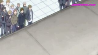 Big-titted MILF gets drenched in cum on a train gangbang - 1 image