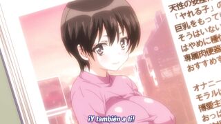 Big-titted student gets a hot creampie on the Hentai Train - 1 image