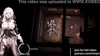 Naughty nun gets her pussy filled with cum in a hot game of hentai kissing and sex