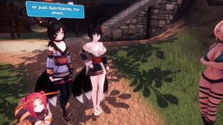 Hentai game: Mermaid shark risky blowjob with huge tits and muscular man